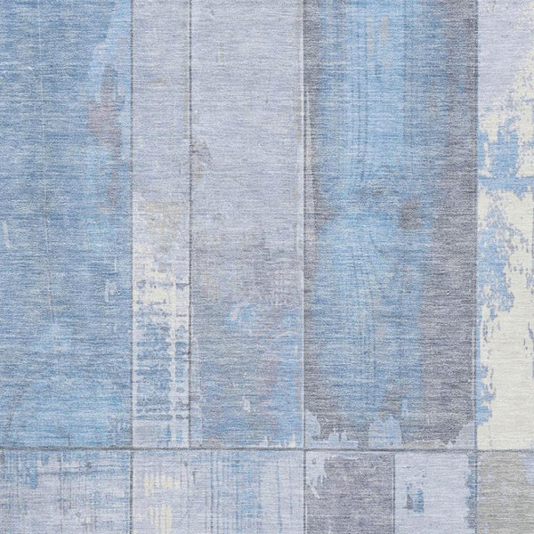 HomeRoots 8' X 10' Sky Blue and Gray Geometric Area Rug - Washable, Stain Resistant, Non-Slip & UV Protected! 706569
