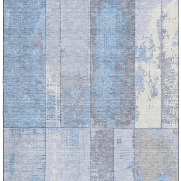 HomeRoots 8' X 10' Sky Blue and Gray Geometric Area Rug - Washable, Stain Resistant, Non-Slip & UV Protected! 706569