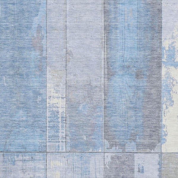 HomeRoots 9' X 12' Sky Blue & Gray Geometric Area Rug - Washable, UV-Protected, Durable for Busy Homes 706570