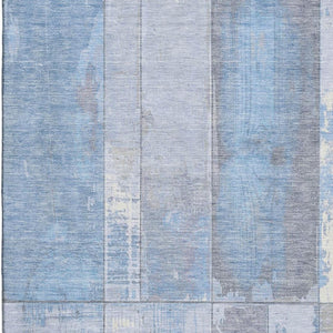 HomeRoots 10' X 14' Stylish Sky Blue & Gray Geometric Area Rug - Washable, UV Protected, Ideal for Busy Homes 706571
