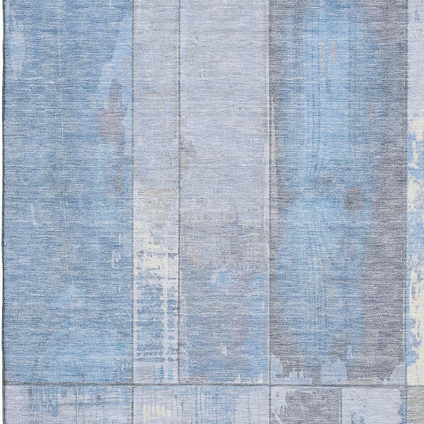 HomeRoots 10' X 14' Stylish Sky Blue & Gray Geometric Area Rug - Washable, UV Protected, Ideal for Busy Homes 706571