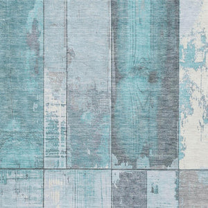 HomeRoots 5' X 8' Stylish Teal and Gray Geometric Area Rug – Washable, UV Protected, Perfect for High-Traffic Spaces 706573