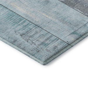 HomeRoots 9' X 12' Stylish Teal and Gray Geometric Washable Area Rug with UV Protection for Busy Homes 706576