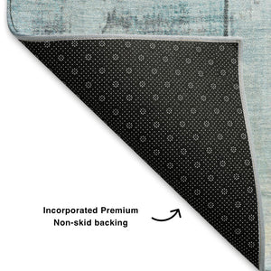 HomeRoots 10' X 14' Teal and Gray Geometric Area Rug - Washable, UV-Protected, Perfect for High-Traffic Homes 706577