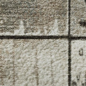 HomeRoots 5' X 8' Taupe & Gray Geometric Area Rug - Durable, Stain-Resistant, UV Protected for Modern Homes 706579