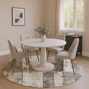 HomeRoots 8' Taupe and Gray Geometric Round Rug - Washable, UV-Protected, Non-Slip & Perfect for High-Traffic Areas 706580