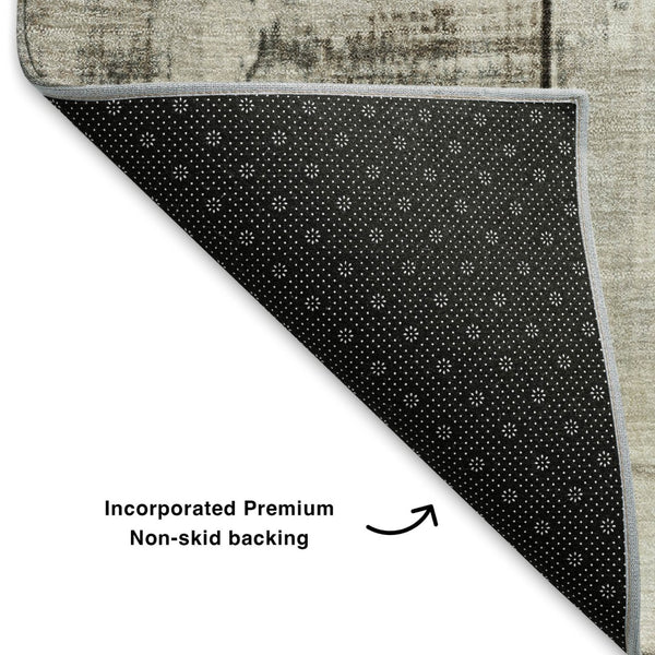 HomeRoots 9' X 12' Taupe and Gray Geometric Area Rug - Washable, UV Protected, Ideal for High-Traffic Spaces 706582