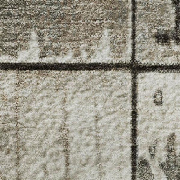 HomeRoots 9' X 12' Taupe and Gray Geometric Area Rug - Washable, UV Protected, Ideal for High-Traffic Spaces 706582