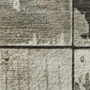 HomeRoots 9' X 12' Taupe and Gray Geometric Area Rug - Washable, UV Protected, Ideal for High-Traffic Spaces 706582