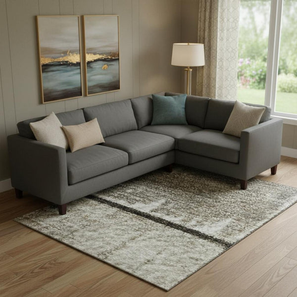 HomeRoots 10' X 14' Taupe and Gray Geometric Area Rug - Washable, UV Protected, Modern Design for Busy Homes 706583