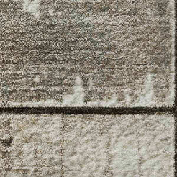 HomeRoots 10' X 14' Taupe and Gray Geometric Area Rug - Washable, UV Protected, Modern Design for Busy Homes 706583