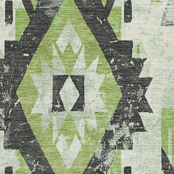 HomeRoots 5' X 8' Artichoke Green Southwestern Area Rug - Washable, UV Protected, Stylish & Durable Design 706585