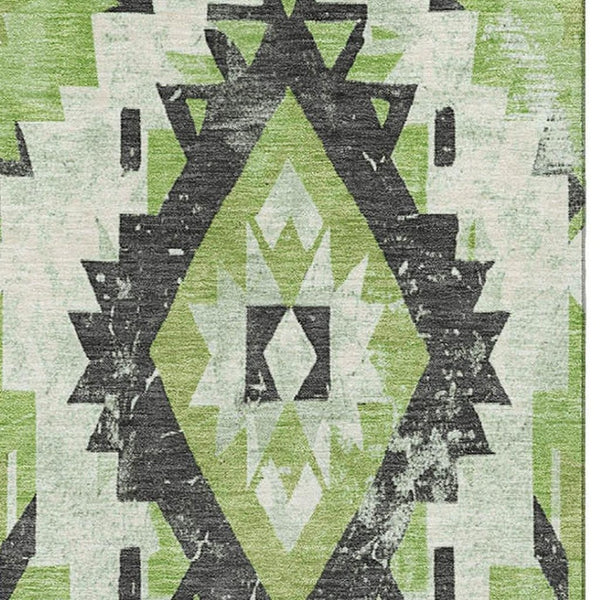 HomeRoots 5' X 8' Artichoke Green Southwestern Area Rug - Washable, UV Protected, Stylish & Durable Design 706585