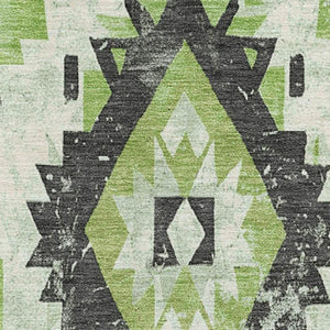 HomeRoots 10' X 14' Artichoke Green Southwestern Area Rug - Durable, Stain-Resistant, UV Protected for Homes 706589