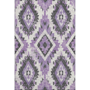 HomeRoots 9' X 12' Southwestern Area Rug in Purple, Charcoal & Ivory - Durable, Washable, UV Protected Style 706600