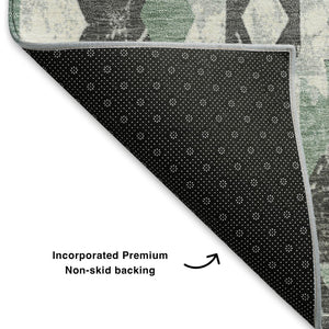 HomeRoots 8' X 10' Pale Aqua Charcoal Ivory Southwestern Rug - Washable, UV Protected, Pet-Friendly Design! 706605