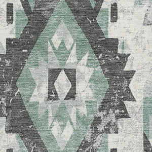 HomeRoots 9' X 12' Pale Aqua Southwestern Area Rug – Kid & Pet-Friendly, UV Protection, Durable Design & Style 706606