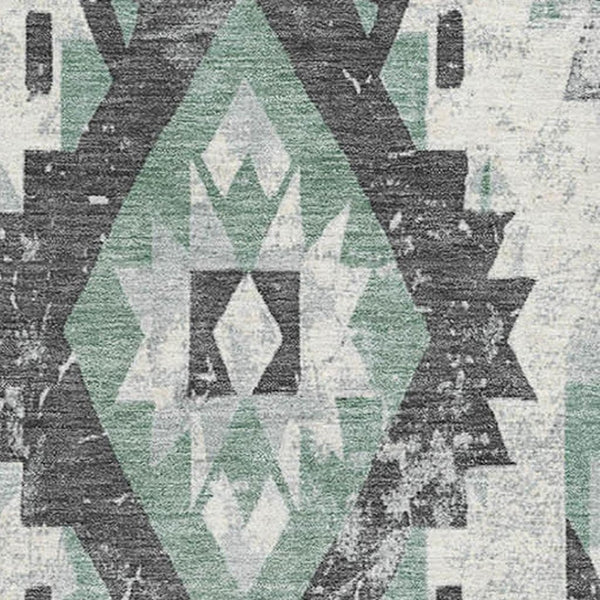 HomeRoots 9' X 12' Pale Aqua Southwestern Area Rug – Kid & Pet-Friendly, UV Protection, Durable Design & Style 706606