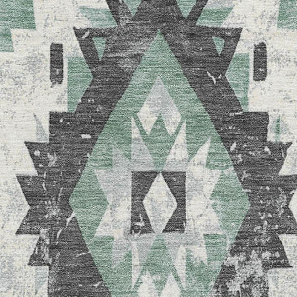 HomeRoots 10' X 14' Pale Aqua Southwestern Area Rug - Washable, Stain Resistant, UV Protected for Busy Homes 706607