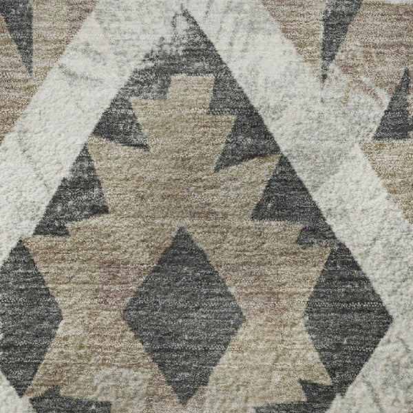 HomeRoots 8' Southwestern Round Rug in Taupe, Charcoal & Ivory - Washable, UV Protected & Stain Resistant Decor 706616