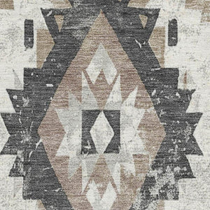 HomeRoots 8' X 10' Southwestern Washable Area Rug in Taupe, Charcoal & Ivory – UV Protection & Stain Resistant! 706617