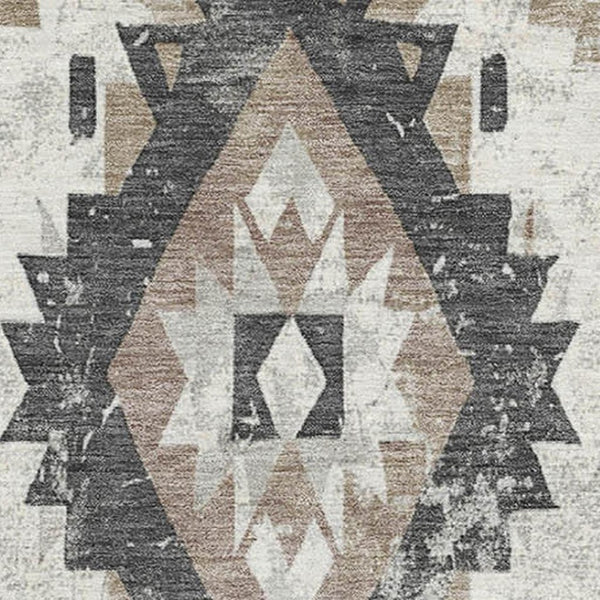 HomeRoots 8' X 10' Southwestern Washable Area Rug in Taupe, Charcoal & Ivory – UV Protection & Stain Resistant! 706617