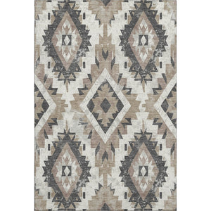 HomeRoots 9' X 12' Taupe Charcoal Ivory Southwestern Area Rug - Durable, Stain-Resistant, UV Protected Charm 706618