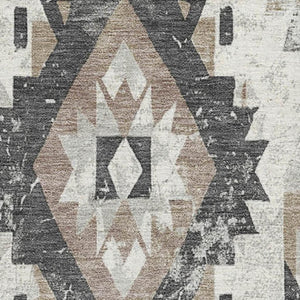HomeRoots 9' X 12' Taupe Charcoal Ivory Southwestern Area Rug - Durable, Stain-Resistant, UV Protected Charm 706618