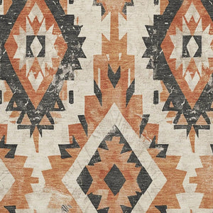HomeRoots 10' X 14' Terra Cotta Southwestern Area Rug - UV Protected, Stain Resistant, Non-Slip Backing for Durability 706625