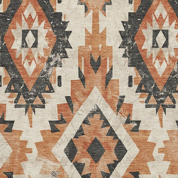 HomeRoots 10' X 14' Terra Cotta Southwestern Area Rug - UV Protected, Stain Resistant, Non-Slip Backing for Durability 706625