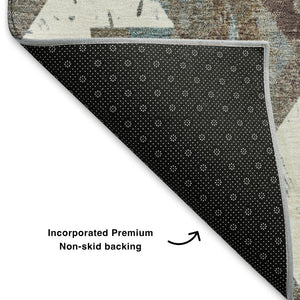 HomeRoots 9' Southwestern Washable Area Rug in Brown, Blue & Ivory - UV Protected, Durable & Stylish! 706636