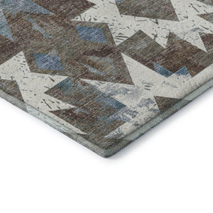 HomeRoots 9' Southwestern Washable Area Rug in Brown, Blue & Ivory - UV Protected, Durable & Stylish! 706636