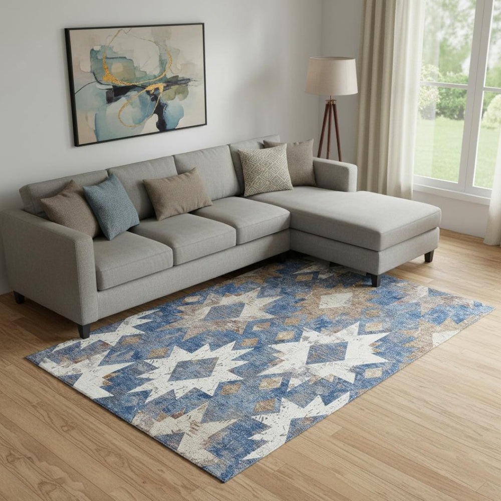 HomeRoots 9' X 12' Southwestern Washable Area Rug - Durable, UV-Protected, Stain-Resistant for Indoor/Outdoor Use 706642