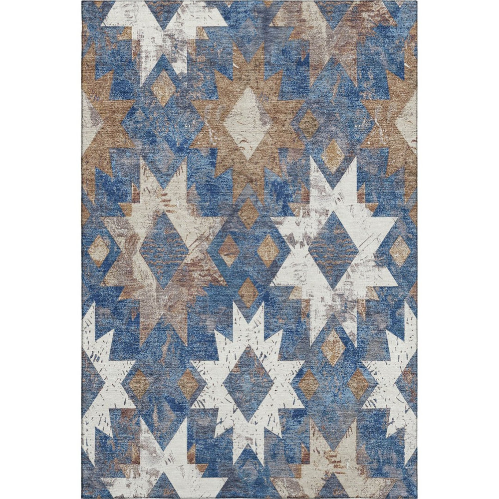 HomeRoots 9' X 12' Southwestern Washable Area Rug - Durable, UV-Protected, Stain-Resistant for Indoor/Outdoor Use 706642