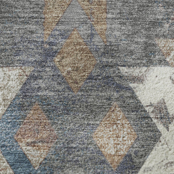 HomeRoots 8' Gray Brown and Ivory Southwestern Washable Round Rug - Durable, UV Protected, Stain Resistant Design 706652