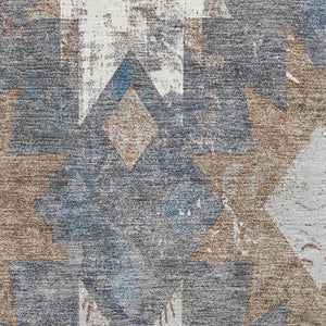 HomeRoots 8' X 10' Southwestern Area Rug - Stylish Gray, Brown & Ivory Design with UV Protection & Stain Resistance 706653