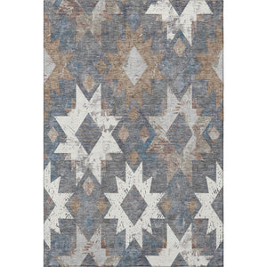 HomeRoots 8' X 10' Southwestern Area Rug - Stylish Gray, Brown & Ivory Design with UV Protection & Stain Resistance 706653