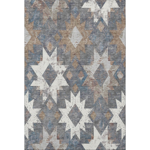 HomeRoots 8' X 10' Southwestern Area Rug - Stylish Gray, Brown & Ivory Design with UV Protection & Stain Resistance 706653