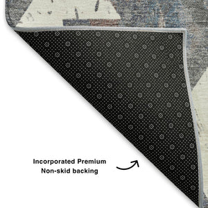 HomeRoots 9' X 12' Southwestern Area Rug in Gray Brown & Ivory - Washable, UV Protected, Non-Slip Design 706654