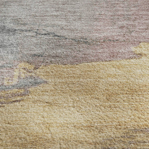 HomeRoots 8' X 10' Stylish Blush Gold & Ivory Abstract Area Rug – Washable, UV Protected, Non-Slip Backing 706665