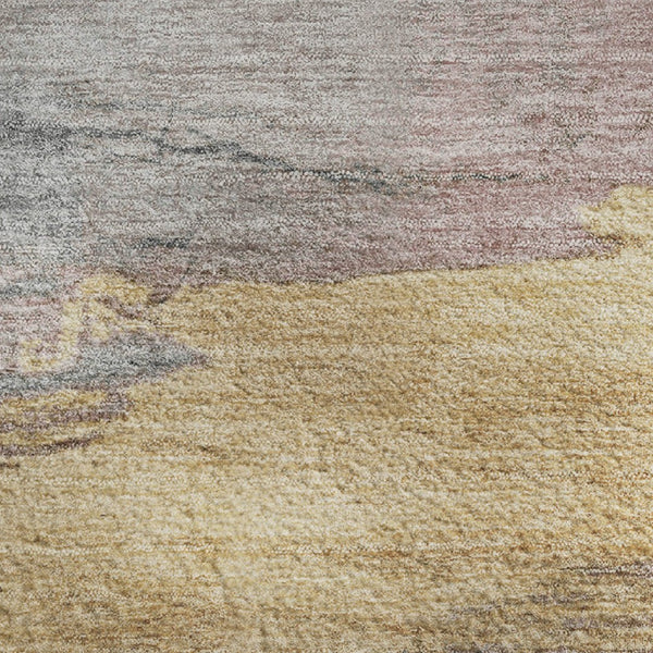 HomeRoots 8' X 10' Stylish Blush Gold & Ivory Abstract Area Rug – Washable, UV Protected, Non-Slip Backing 706665