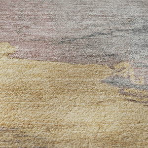 HomeRoots 9' X 12' Blush Gold & Ivory Abstract Area Rug - Washable, UV Protected, Ideal for High-Traffic Homes 706666
