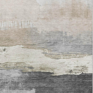 HomeRoots 5' X 8' Ivory Gray Beige Abstract Area Rug - Stain-Resistant, UV Protected, Modern Design for Homes 706669