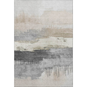 HomeRoots 8' X 10' Ivory Gray Beige Abstract Washable Area Rug - Durable, UV-Protected & Easy to Clean! 706671