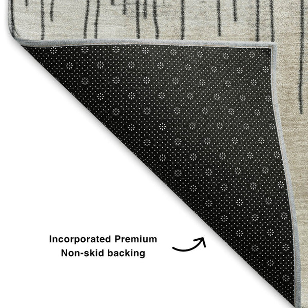 HomeRoots 9' x 12' Abstract Ivory Gray Beige Area Rug - Washable, UV Protected, Stain Resistant for Homes 706672