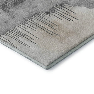 HomeRoots 9' x 12' Abstract Ivory Gray Beige Area Rug - Washable, UV Protected, Stain Resistant for Homes 706672