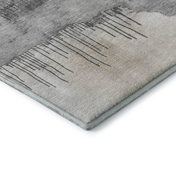 HomeRoots 9' x 12' Abstract Ivory Gray Beige Area Rug - Washable, UV Protected, Stain Resistant for Homes 706672