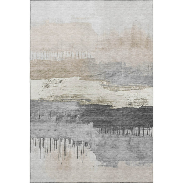 HomeRoots 10' Ivory Gray Beige Abstract Washable Area Rug – Durable, Stain Resistant, UV Protected for Homes! 706673