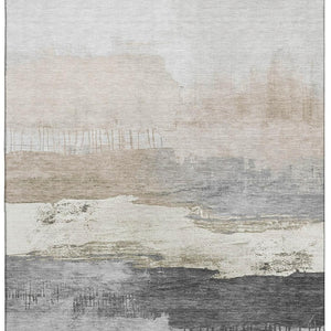 HomeRoots 10' Ivory Gray Beige Abstract Washable Area Rug – Durable, Stain Resistant, UV Protected for Homes! 706673