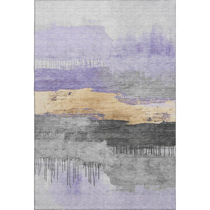 HomeRoots 9' Modern Abstract Lavender Gold Ivory Area Rug - Washable, UV Protected, Durable & Stylish Design! 706678